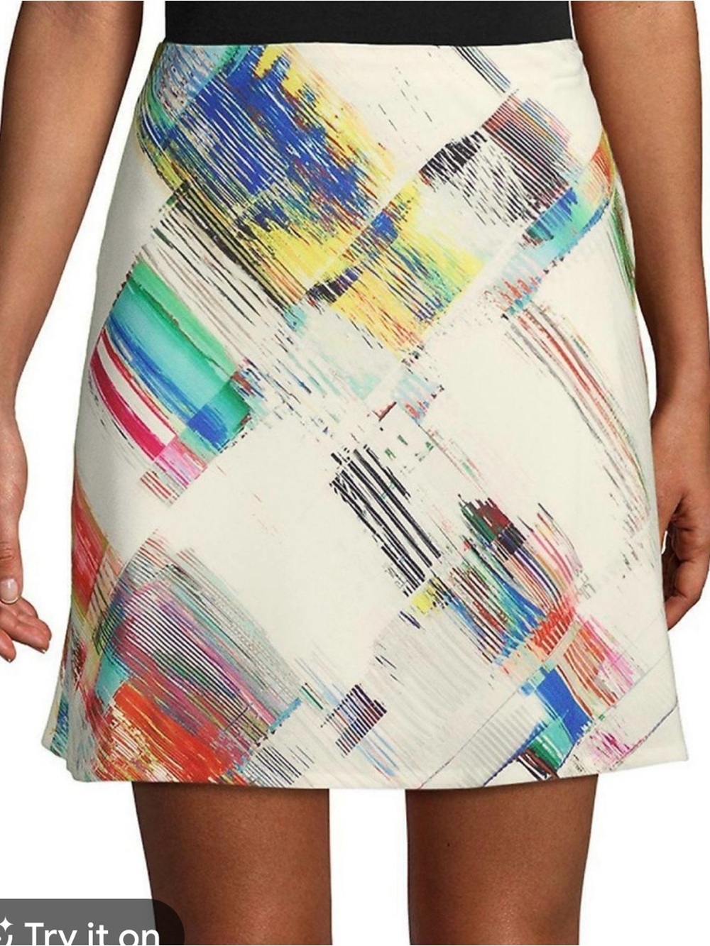 Robert Graham Abstract Print Cream A-Line Skirt, size 4